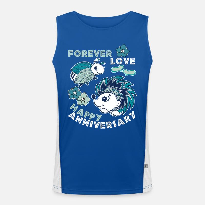 Hochzeitstag, Jubiläum, lustiger Spruch mit Igel Funktionelles Kontrast-Tank Top für Männer 