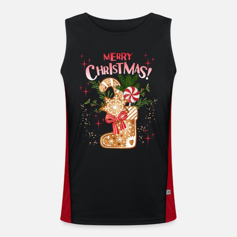 Christmas Gingerbread Boots, St. Nicholas Men's Functional Contrast Tank Top 