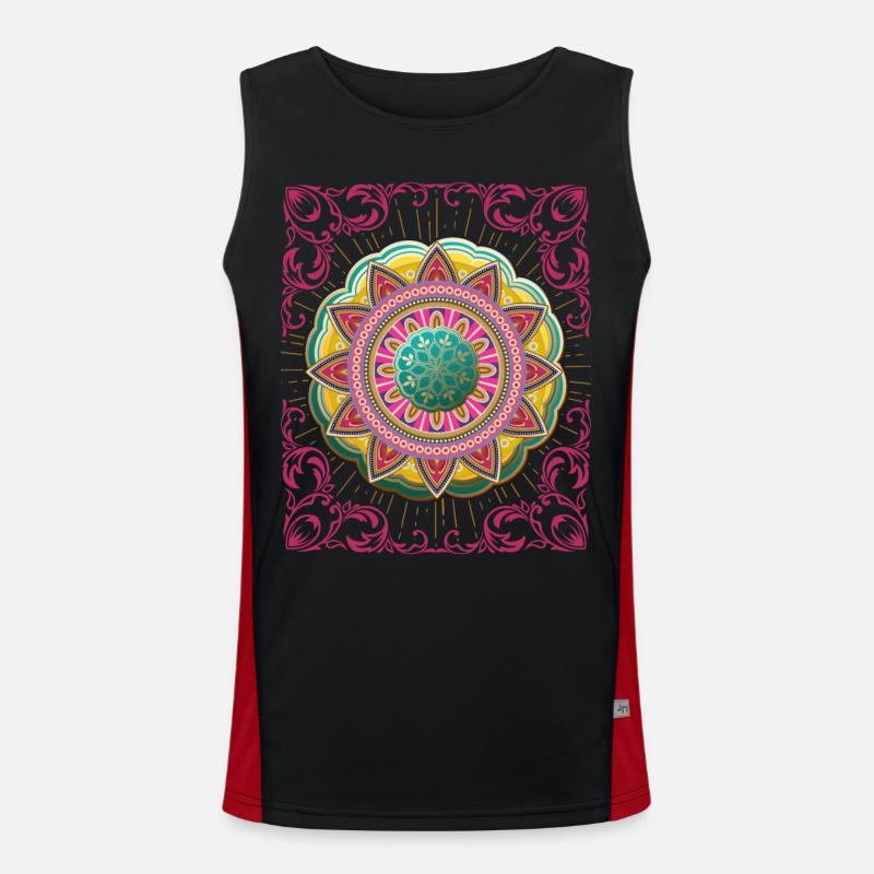 Arabesque, Mandala Design, 3D Mandala Men's Functional Contrast Tank Top 