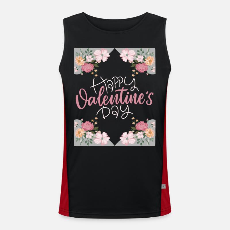 Saint-Valentin, Joyeuse-Saint-Valentin, dicton, fleurs Débardeur respirant contrasté Homme 