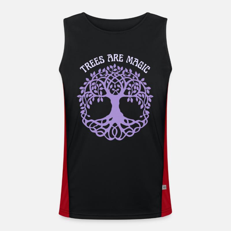 Baum-Illustration, Spruch, Lebensbaum Funktionelles Kontrast-Tank Top für Männer 
