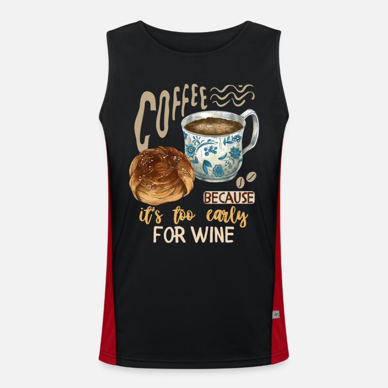 Kaffee, Kaffeetrinker Weintrinker lustiger Spruch Funktionelles Kontrast-Tank Top für Männer 