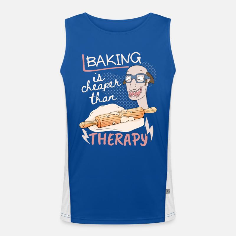 Baking, cake dough and dough roll, funny saying Men's Functional Contrast Tank Top 