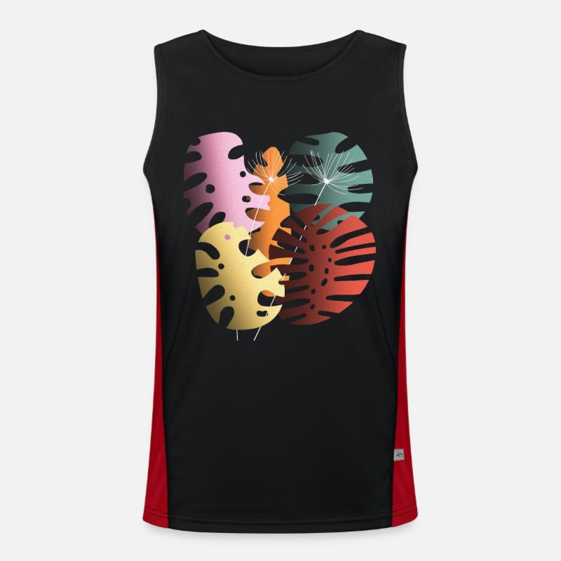 Monstera-Blätter Boho-Design Boho-Monstera Funktionelles Kontrast-Tank Top für Männer 