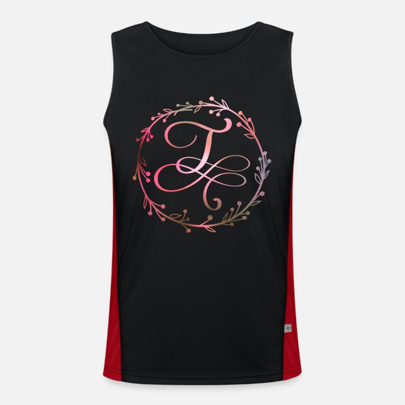 Monogram, letter T, calligraphy ornament Men's Functional Contrast Tank Top 