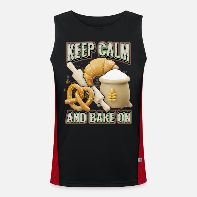 Baking bread, baker, bakery, 3d, funny saying Men's Functional Contrast Tank Top 