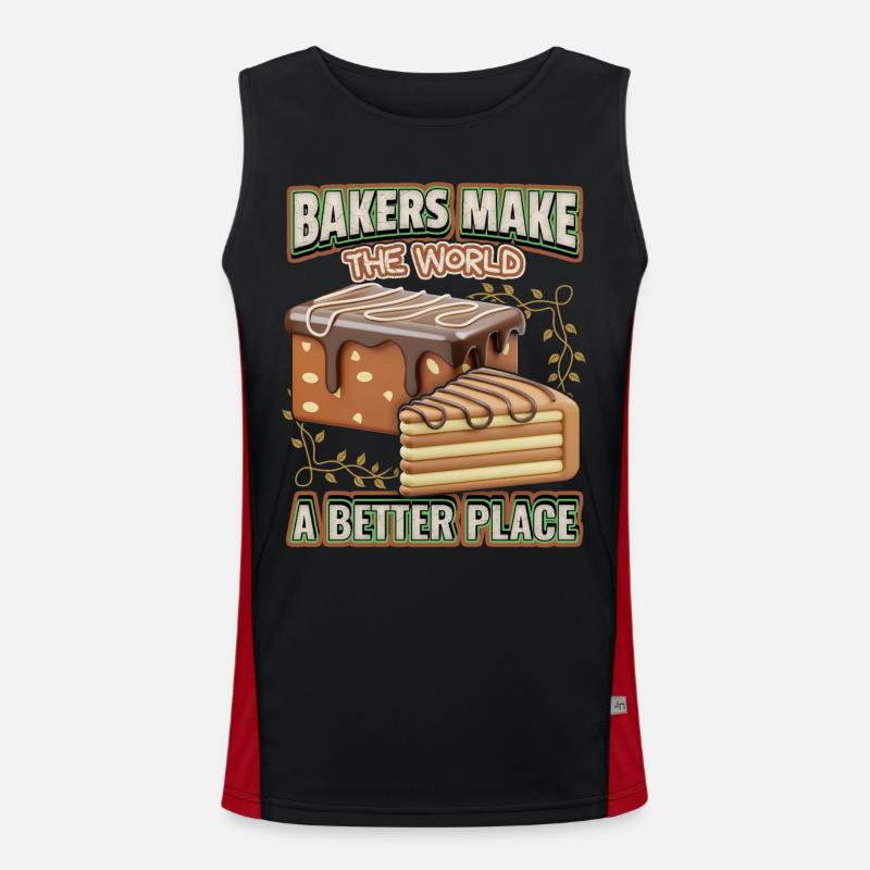 Chocolate cake, funny baker saying with cake Men's Functional Contrast Tank Top 