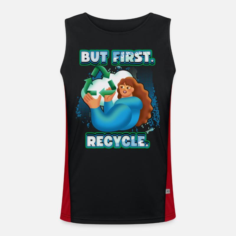 Recycle, recycle, environmental protection slogan Men's Functional Contrast Tank Top 