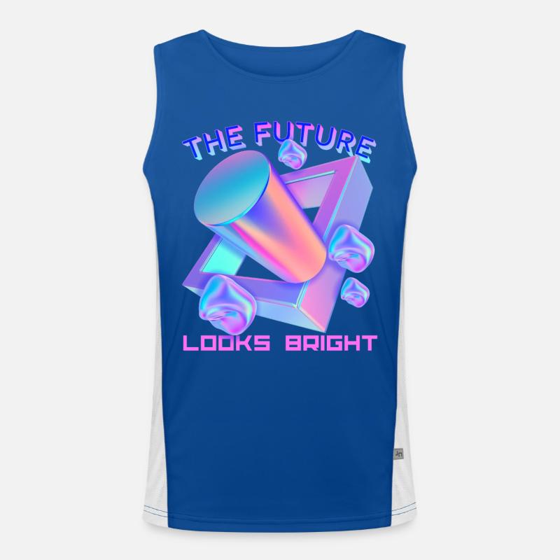 Futuristic shape, future design, funny saying Men's Functional Contrast Tank Top 