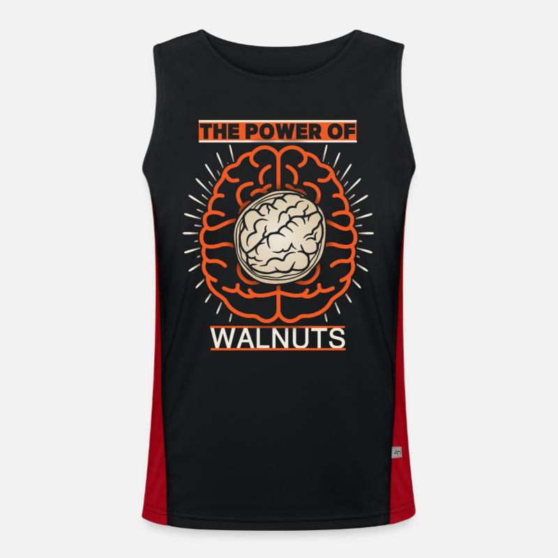 Walnuts, brain, brain food funny saying Men's Functional Contrast Tank Top 