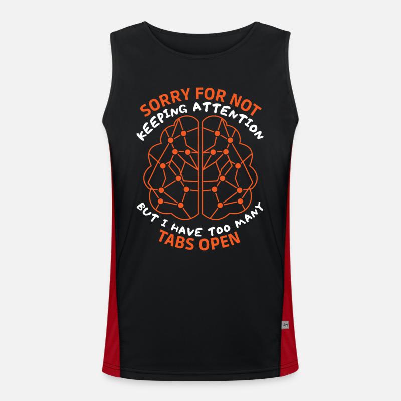 Brain, sarcastic saying, too many tabs open Men's Functional Contrast Tank Top 