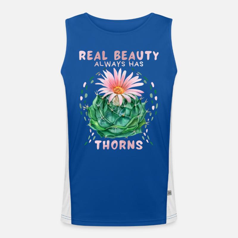 Cactus-Kaktus, lustiger Spruch mit Kaktusblüte Funktionelles Kontrast-Tank Top für Männer 