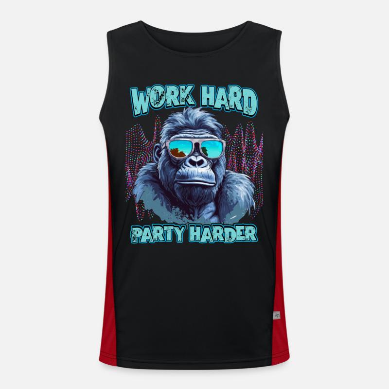 Lustiger Gorilla mit Sonnenbrille Spruch Funktionelles Kontrast-Tank Top für Männer 
