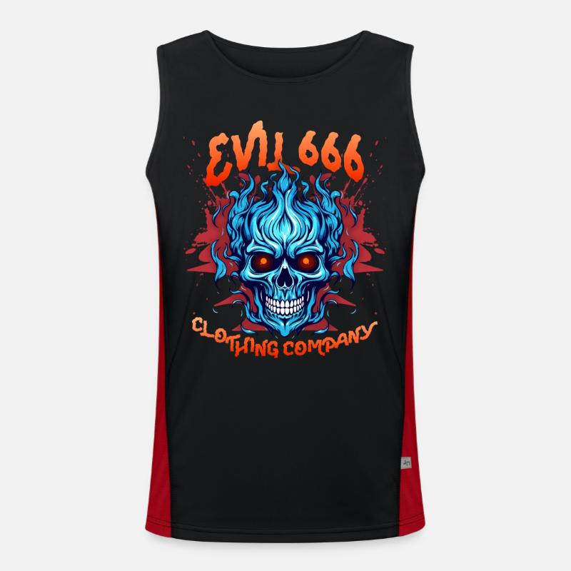 Teufel-Devil, Evil 666, Comic Teufel Satan Spruch Funktionelles Kontrast-Tank Top für Männer 