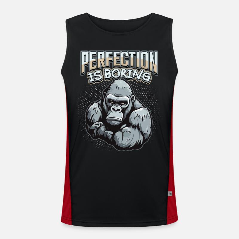Funny Gorilla Monkey Saying, Comic Men's Functional Contrast Tank Top 