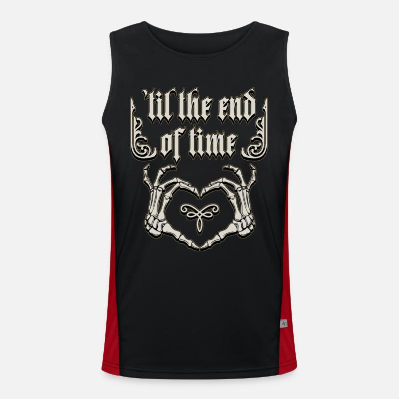Gothic Liebe, Spruch mit Knochenhänden, Skelett Funktionelles Kontrast-Tank Top für Männer 