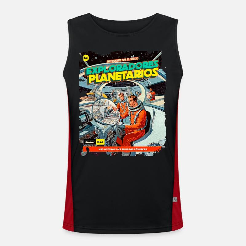 Comic, Comic Strip, 50s, Space Adventure Men's Functional Contrast Tank Top 
