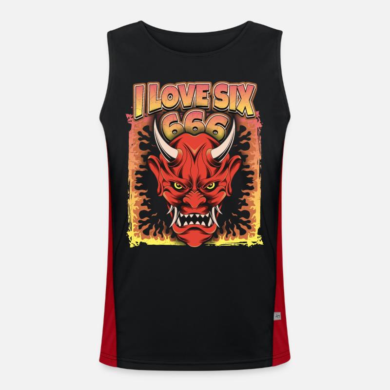 Teufel-Devil, Satan Spruch 666 Funktionelles Kontrast-Tank Top für Männer 