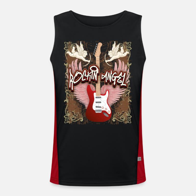 Gitarre E-Gitarre, Rock n Roll Spruch Engelsputten Funktionelles Kontrast-Tank Top für Männer 