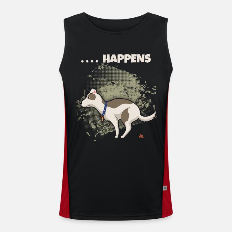 Shit happens Spruch, lustiger Hund im Comic Stil Funktionelles Kontrast-Tank Top für Männer 