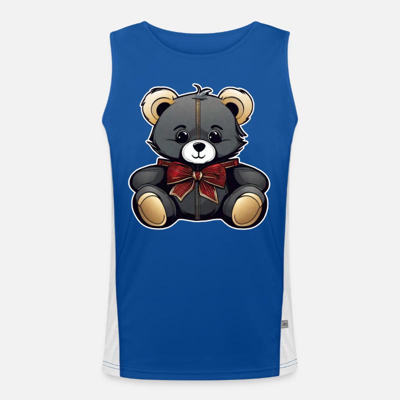 Cute Teddy Bear with Bow Men's Functional Contrast Tank Top 