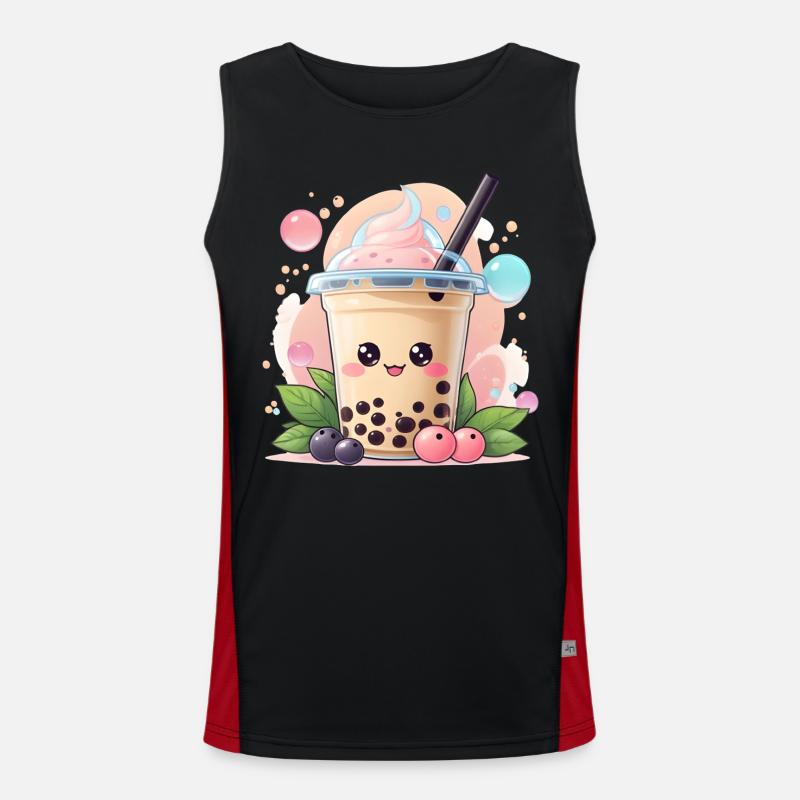 Kawaii Bubble Tea Funktionelles Kontrast-Tank Top für Männer 