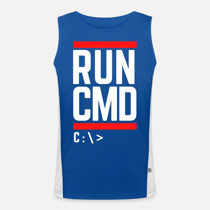 Run CMD Lustiger Spruch Informatik Nerd Code Funktionelles Kontrast-Tank Top für Männer 