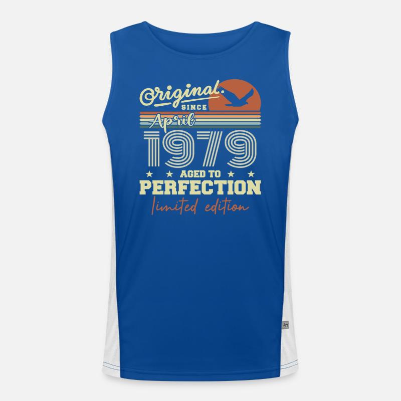 April 1979 Gift | 46th Anniversary April 1979 Men's Functional Contrast Tank Top 