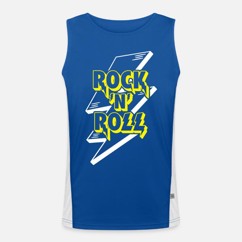 Rock 'N' Roll Lightning Bolt 3D Logo Men's Functional Contrast Tank Top 