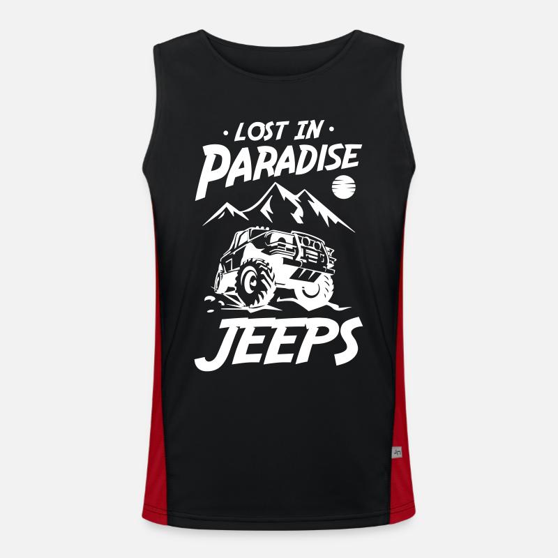 Lost In Paradise Jeeps - Men's Functional Contrast Tank Top  - black/red