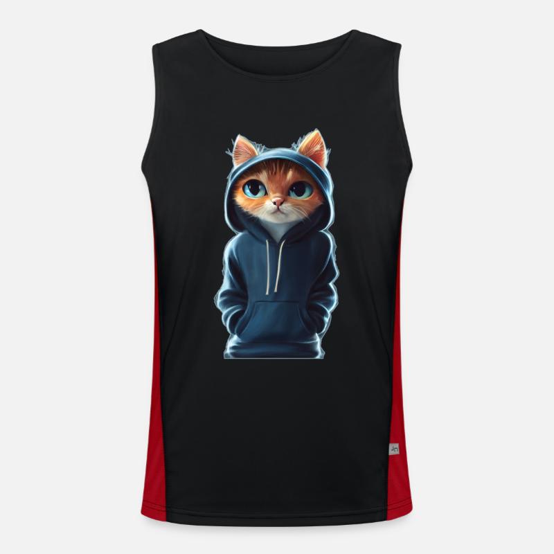 Bockige Katze mit Pullover Funktionelles Kontrast-Tank Top für Männer 