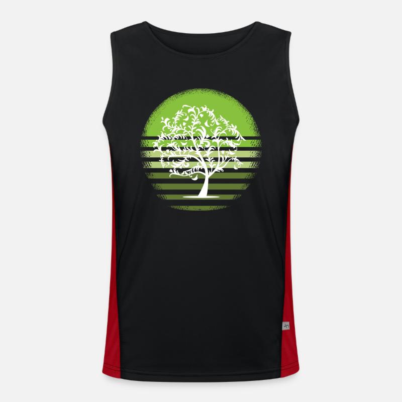 Nature White Tree Retro Deciduous Tree Sunset D Men's Functional Contrast Tank Top 