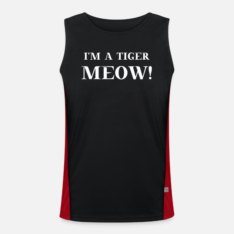 Tiger meow meow gift idea funny Men's Functional Contrast Tank Top 