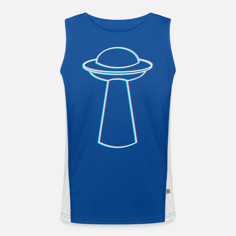 UFO Glitch – Rave & Techno Vibes Funktionelles Kontrast-Tank Top für Männer 
