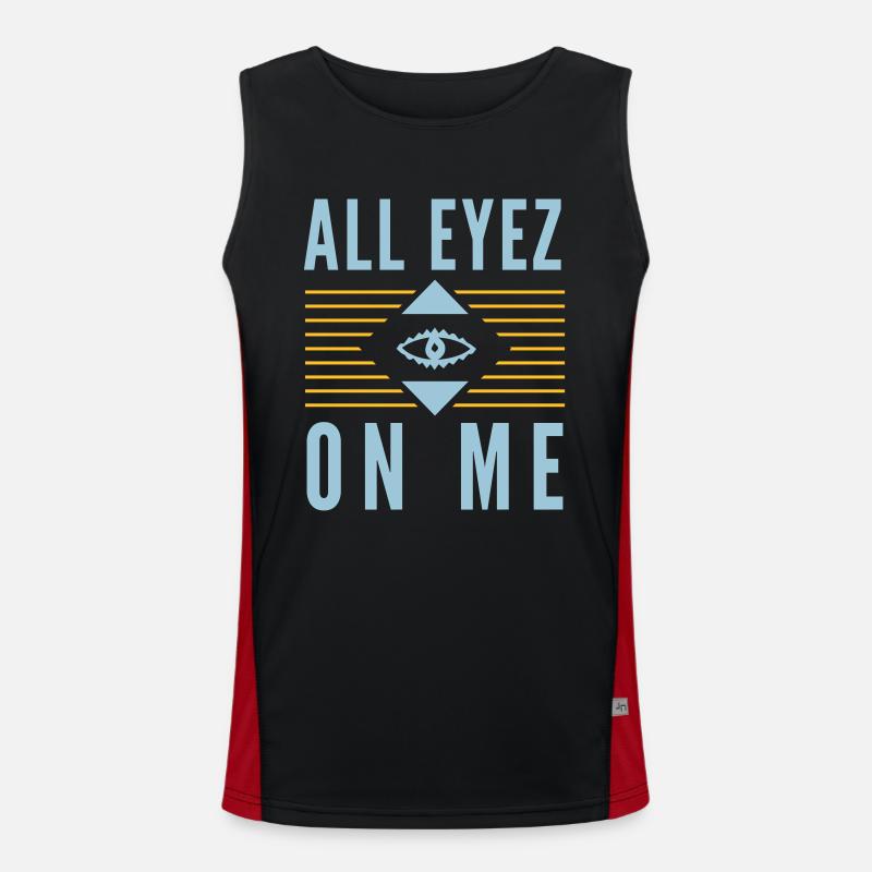 All Eyez on Me 2Pac - Canotta sportiva da uomo in contrasto cromatico  - nero/rosso