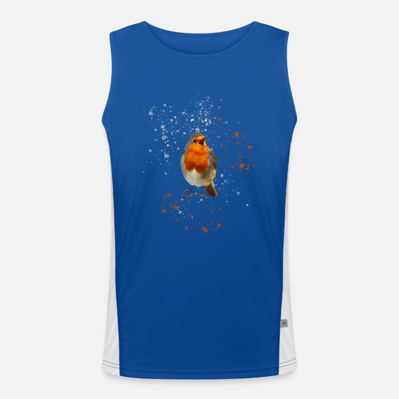süsse zwitscherndes Rotkehlchen Robin Funktionelles Kontrast-Tank Top für Männer 
