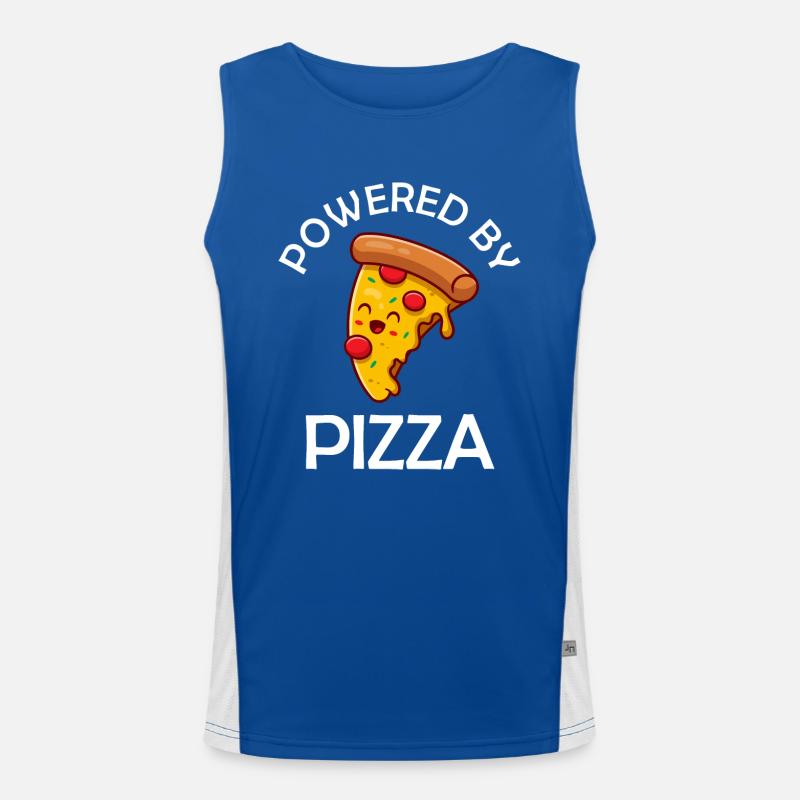 Powered By Pizza Funny Pizza Saying Men's Functional Contrast Tank Top 
