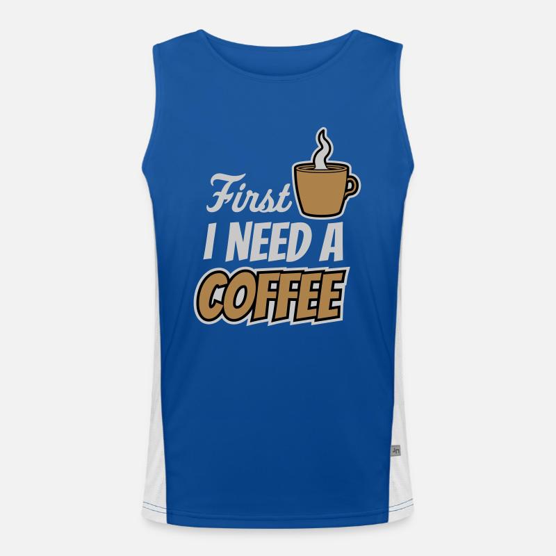 Fist I need Coffee Funktionelles Kontrast-Tank Top für Männer 
