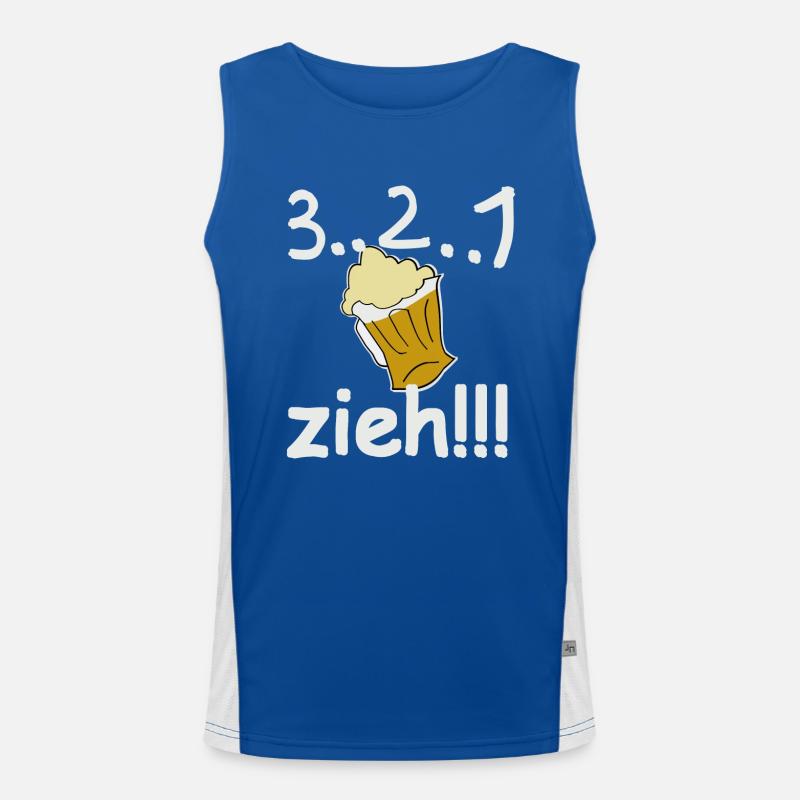 3, 2, 1, zieh!!! Bier. Funktionelles Kontrast-Tank Top für Männer 