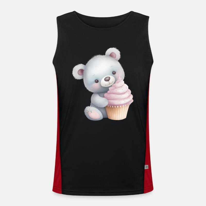 Teddy Bear Cupcake - Men's Functional Contrast Tank Top  - black/red