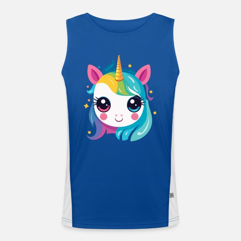 Ein Regenbogen-Einhorn Funktionelles Kontrast-Tank Top für Männer 