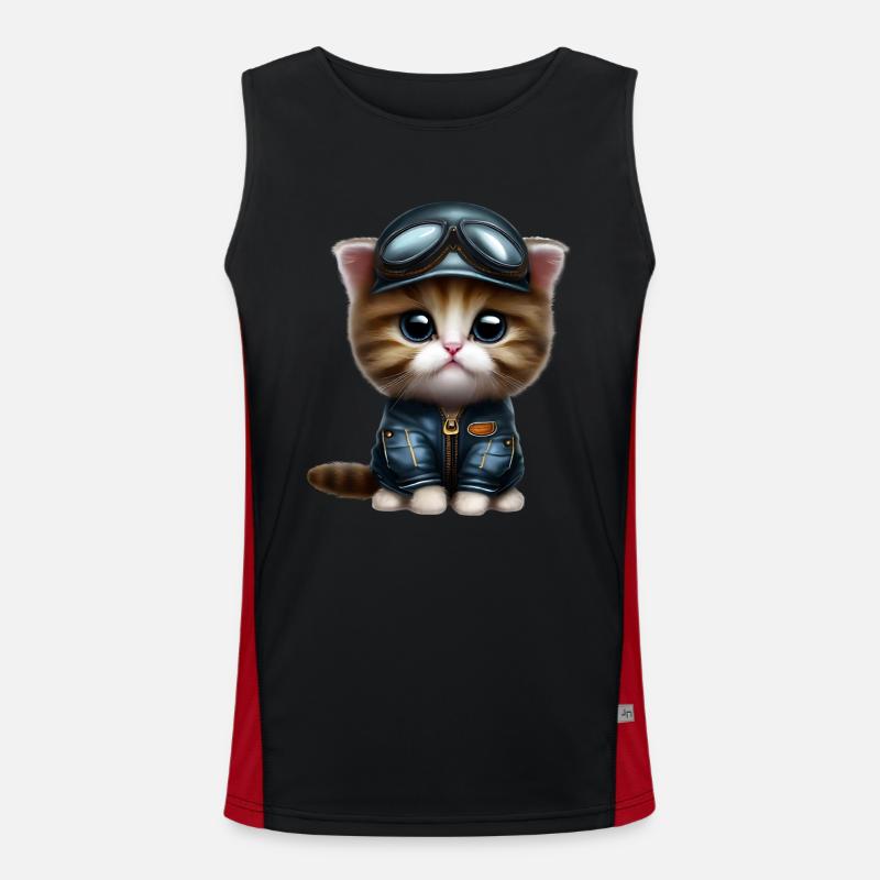 Aviator Cat Pilot Cat Men's Functional Contrast Tank Top 