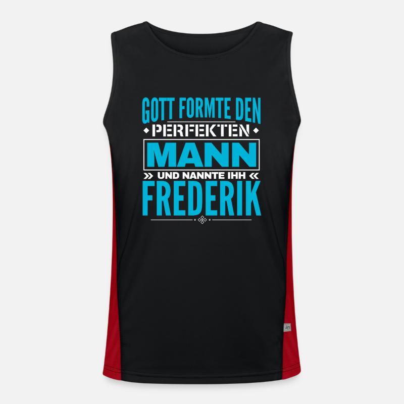 Frederik Name Design Funktionelles Kontrast-Tank Top für Männer 