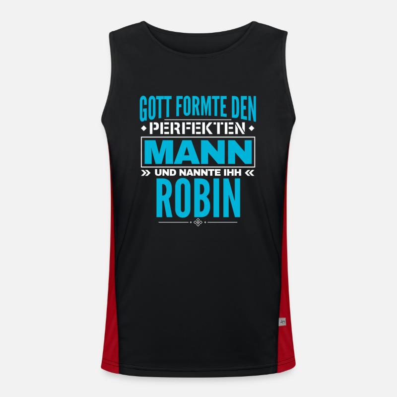 Robin Name Design Funktionelles Kontrast-Tank Top für Männer 