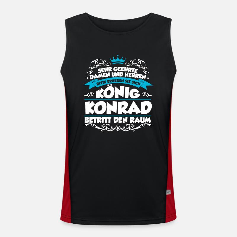 Konrad Name Design Funktionelles Kontrast-Tank Top für Männer 