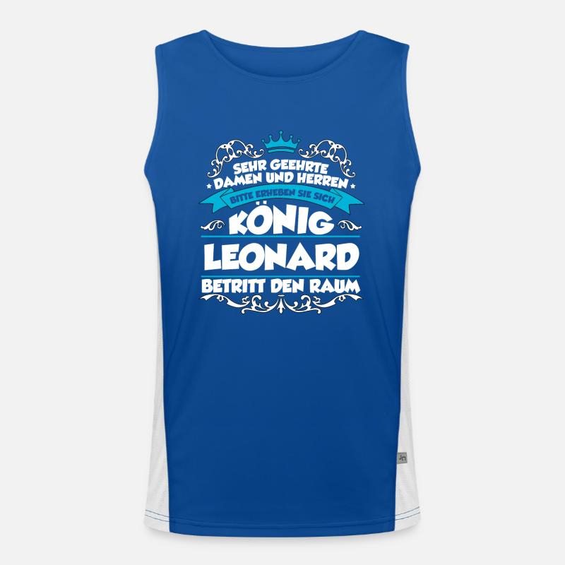 Leonard Name Design Funktionelles Kontrast-Tank Top für Männer 