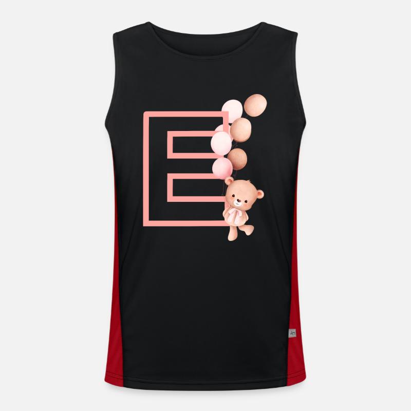 Letter e pink bear - Men's Functional Contrast Tank Top  - black/red