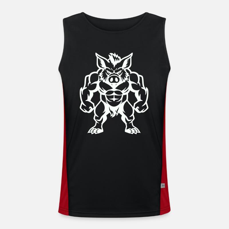Wild Boar Comic - Men's Functional Contrast Tank Top  - black/red
