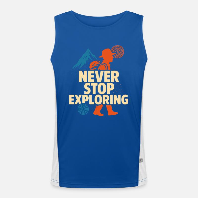 Never Stop Exploring Design Funktionelles Kontrast-Tank Top für Männer 