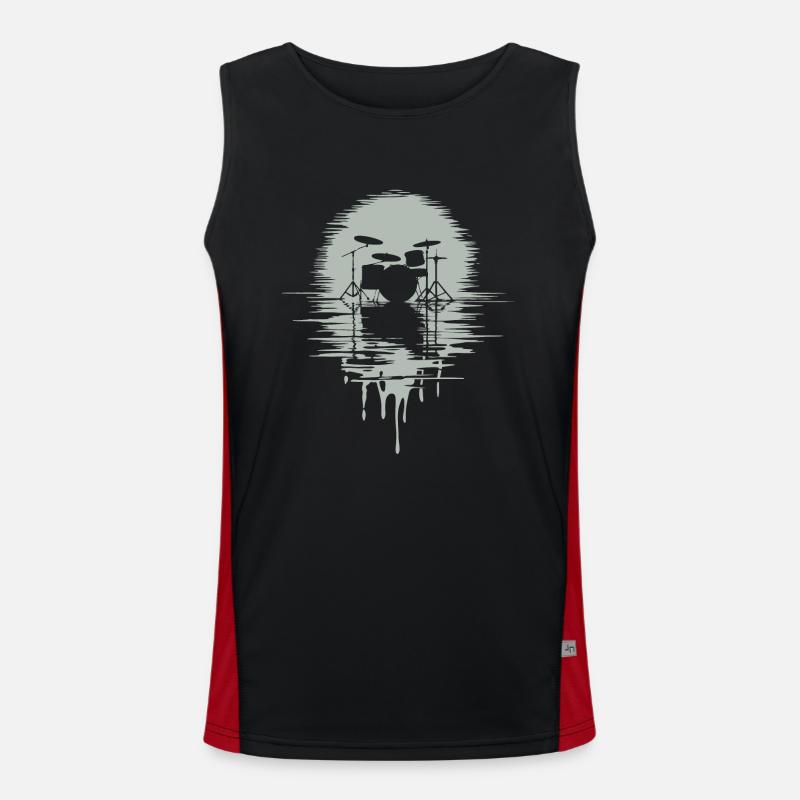 Drumset Silhouette Schlagzeug mit Spiegelung Funktionelles Kontrast-Tank Top für Männer 